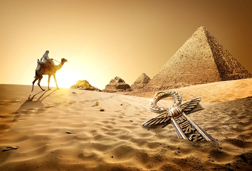 египет, пирамиды, песок, верблюд, закат, желтые, коричневые